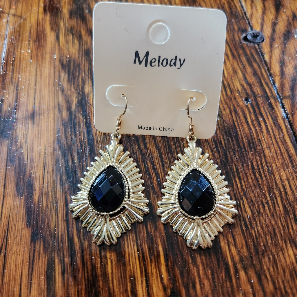Melody Black Faceted Bead Earrings